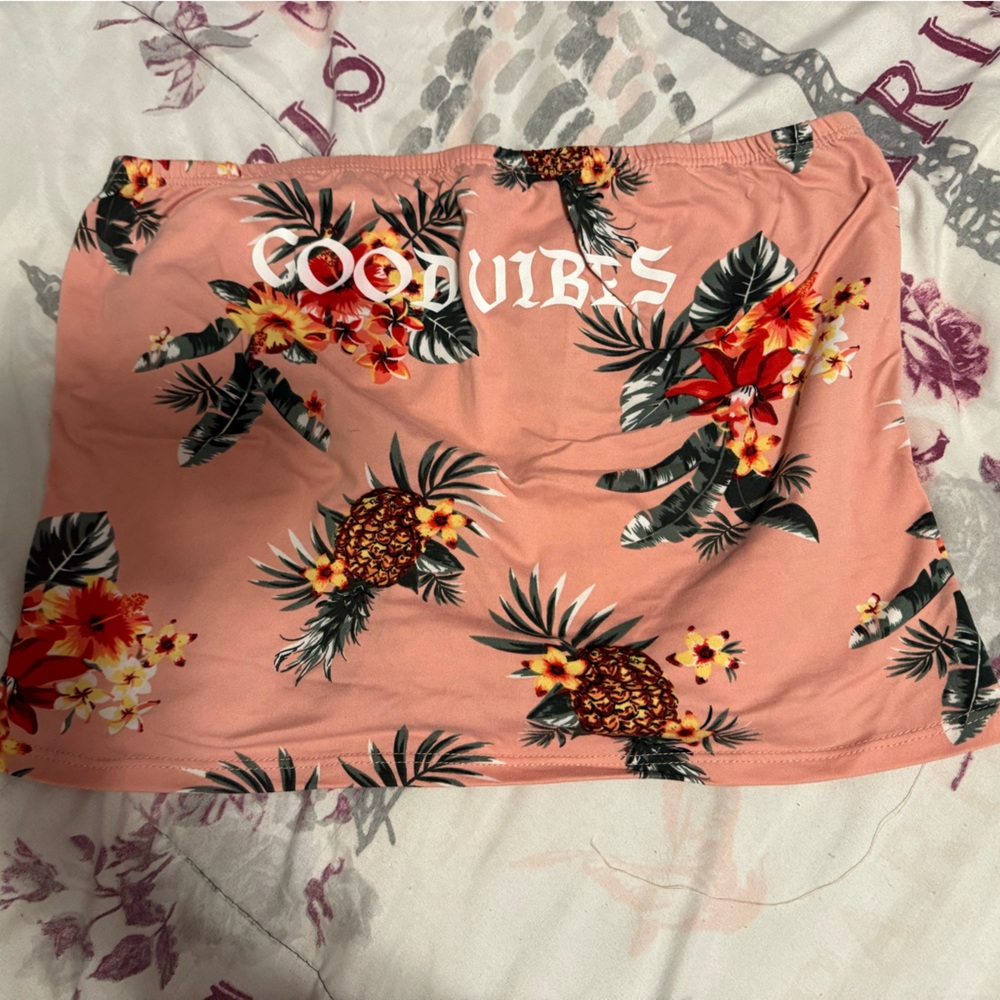 Vibrant Pink, Floral Tube Top